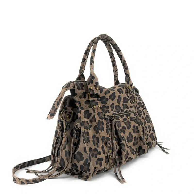 Sac à main en cuir à motif SANDSTORM LEO E.L. Léopard