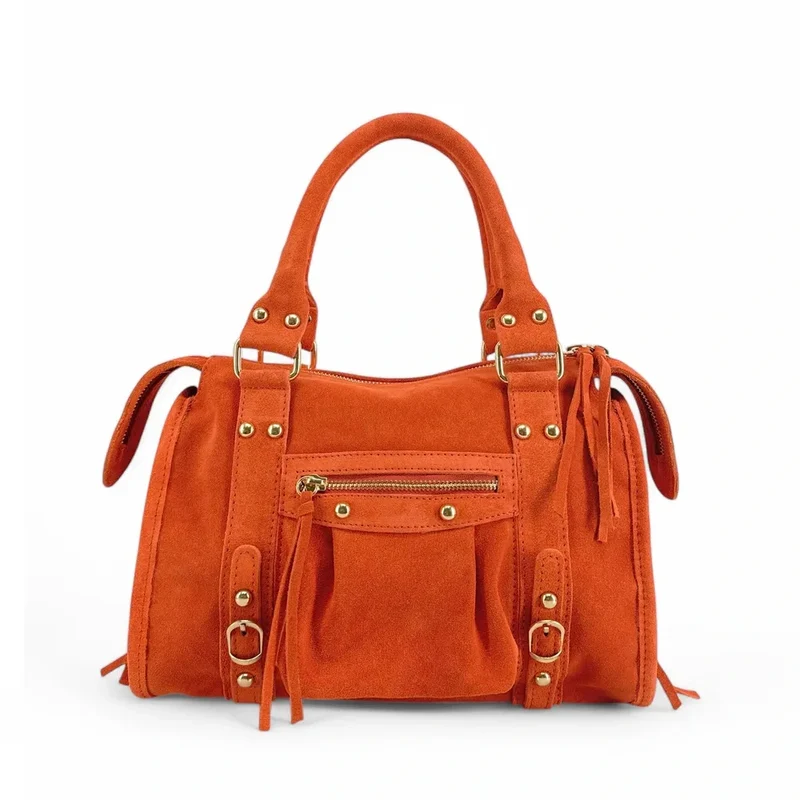 Sac à main en daim STORM SUEDE GOLD Mandarine