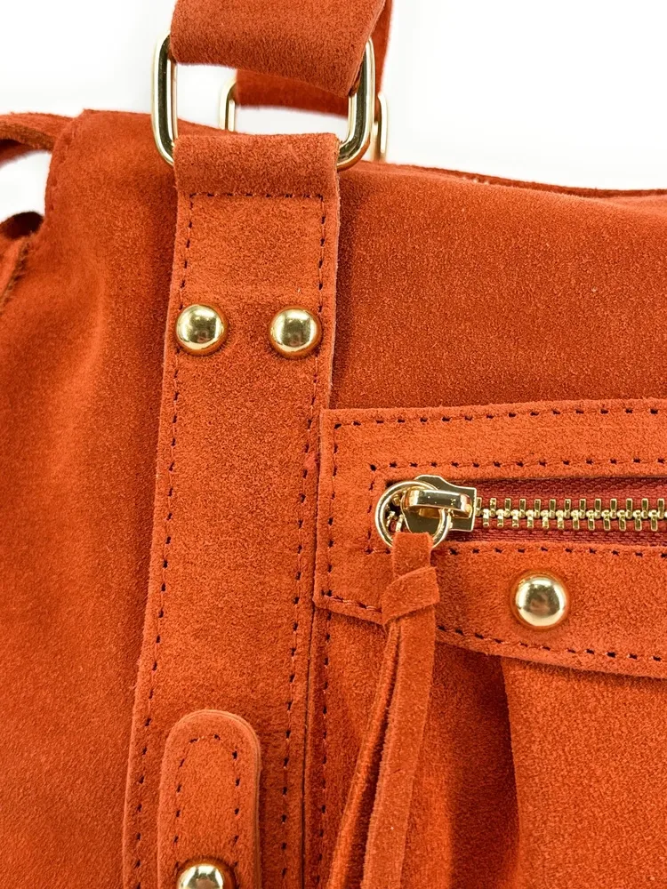 Sac à main en daim STORM SUEDE GOLD Mandarine