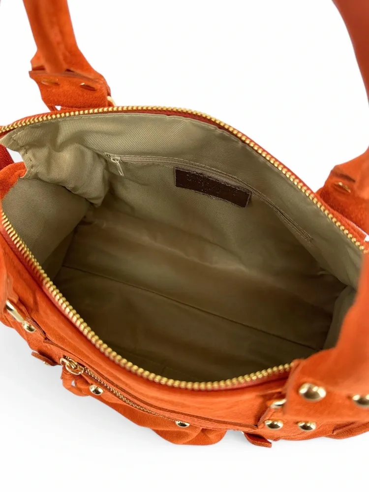 Sac à main en daim STORM SUEDE GOLD Mandarine
