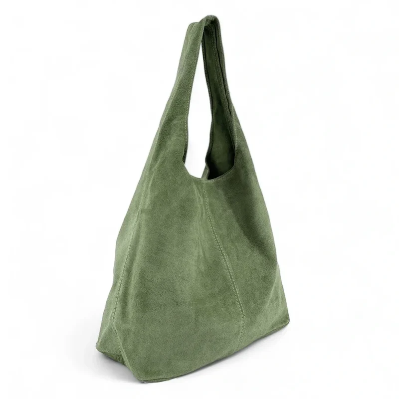 Sac à main de forme HOBO en daim EVA Vert sauge
