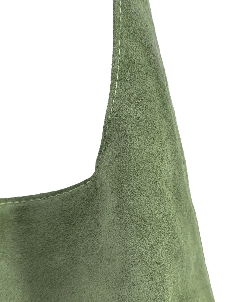 Sac à main de forme HOBO en daim EVA Vert sauge