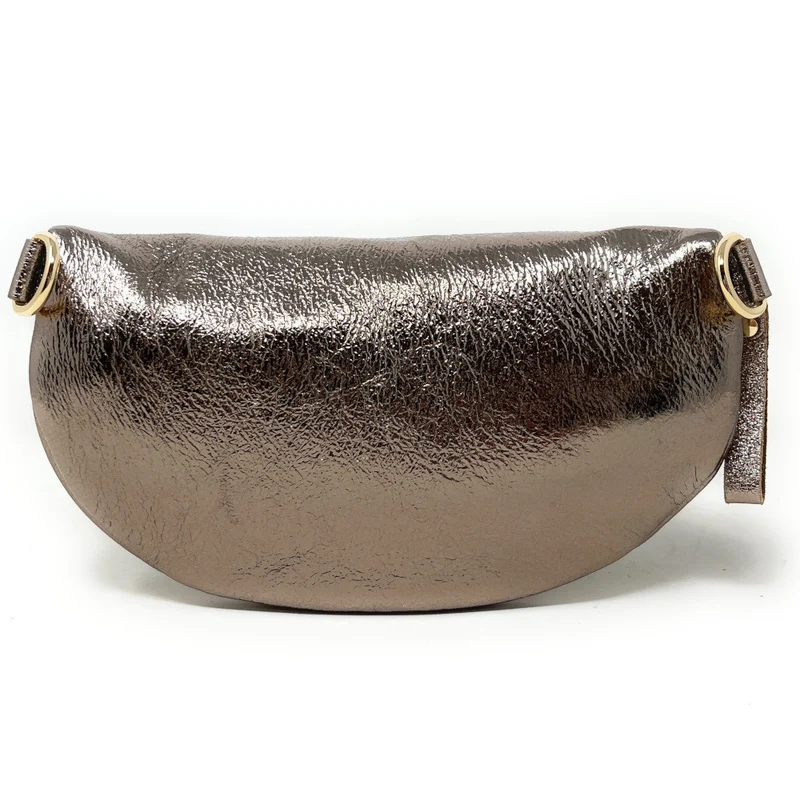 Sac banane en cuir irisé LOU-DO métal doré Champagne irisé