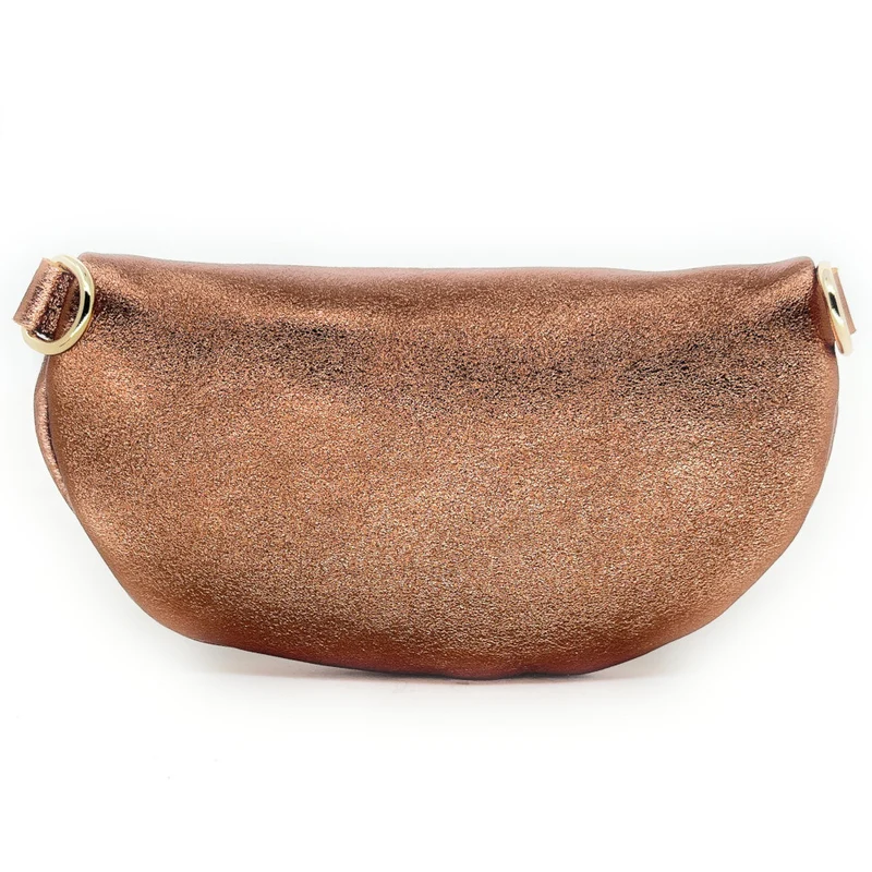 Sac banane en cuir irisé LOU-DO métal doré Bronze