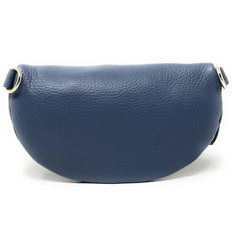 Sac banane en cuir grainé LOU-DO métal doré Bleu glacier