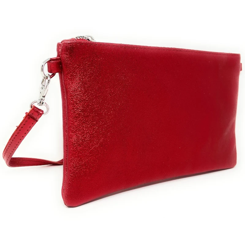 Sac pochette en cuir irisé MELUSINE Rouge irisé