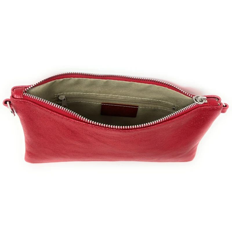 Sac pochette en cuir irisé MELUSINE Rouge irisé