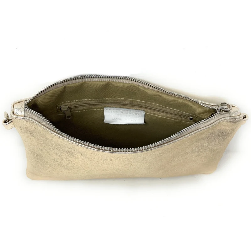 Sac pochette en cuir irisé MELUSINE Or pâle