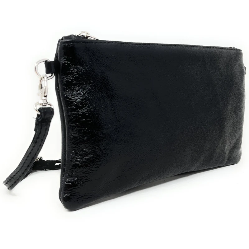 Sac pochette en cuir irisé MELUSINE Noir irisé