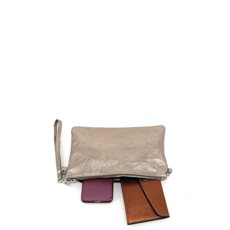 Sac pochette en cuir irisé MELUSINE Champagne irisé