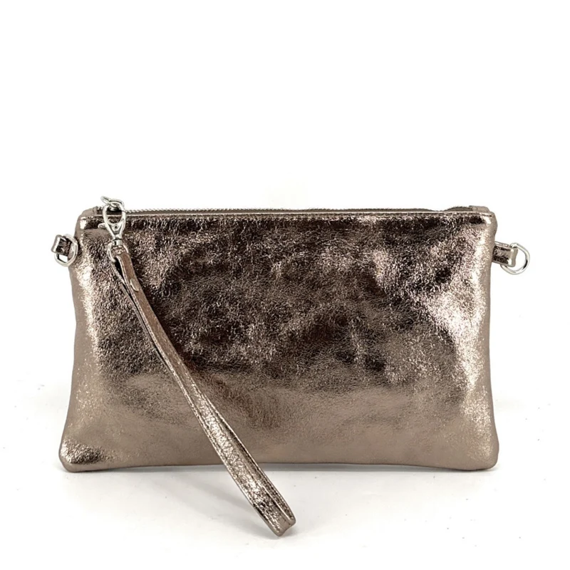 Sac pochette en cuir irisé MELUSINE Champagne irisé