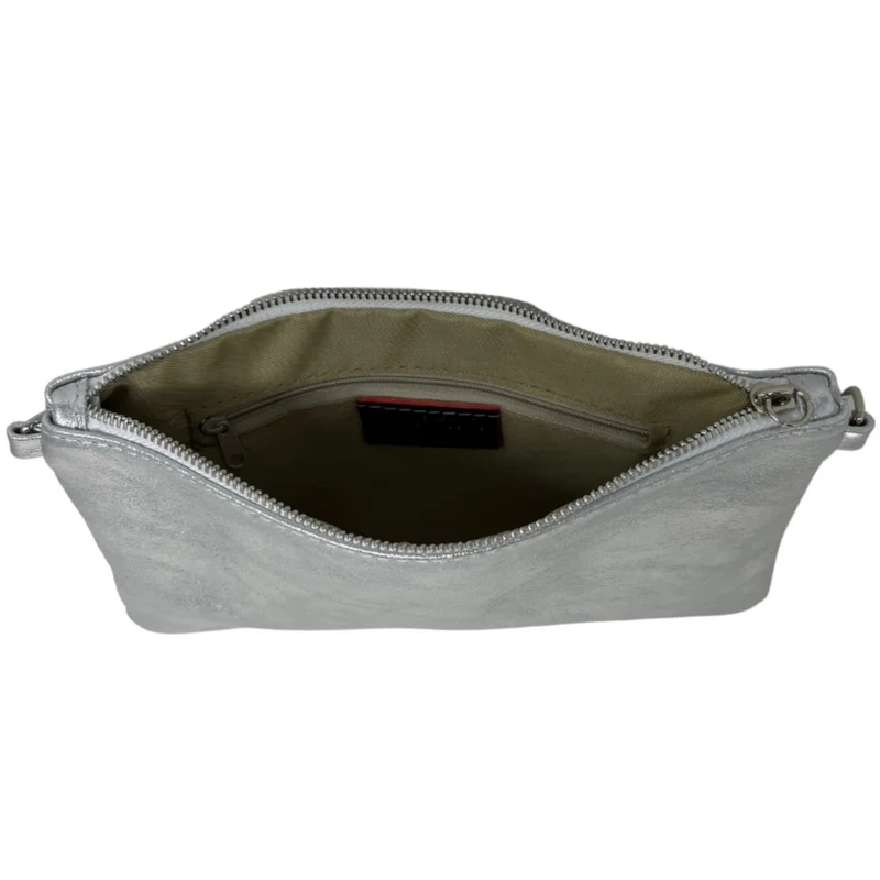 Sac pochette en cuir irisé MELUSINE Argent foncé