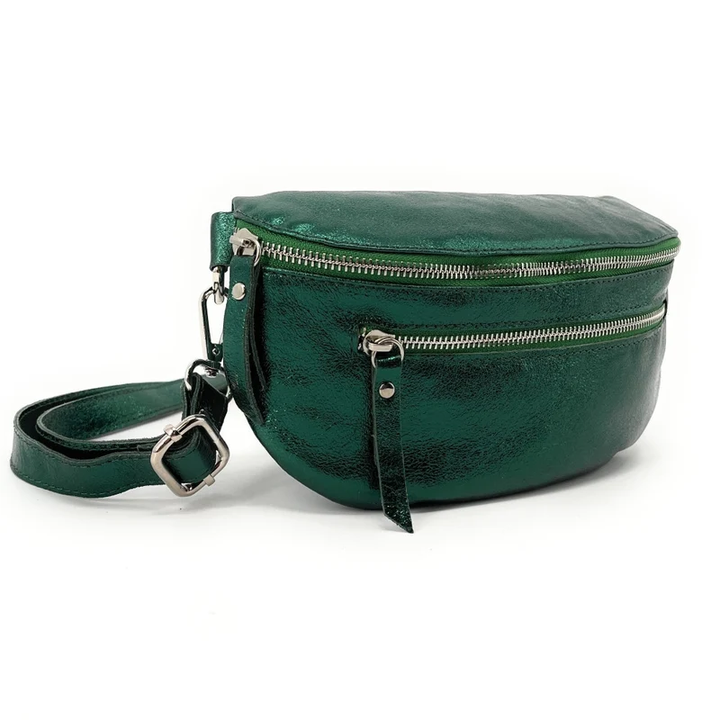 Sac banane en cuir irisé LOU-ANN Vert forêt irisé