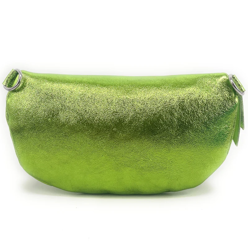Sac banane en cuir irisé LOU-ANN Vert anis