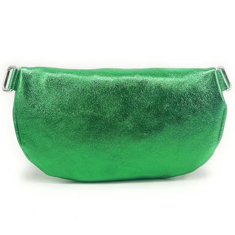 Sac banane en cuir irisé LOU-ANN Vert anglais irisé