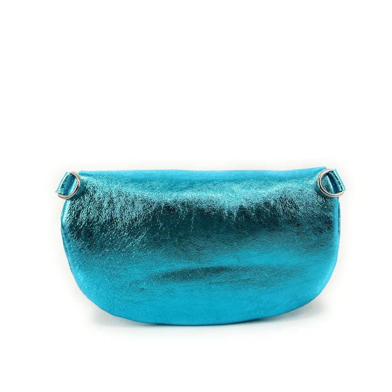 Sac banane en cuir irisé LOU-ANN Turquoise irisé