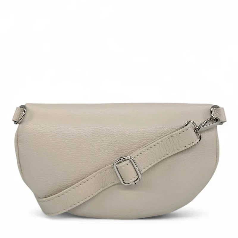 Sac banane en cuir grainé LOU-ANN Taupe clair