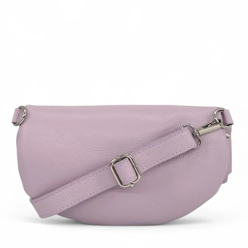 Sac banane en cuir grainé LOU-ANN Rose orchidée