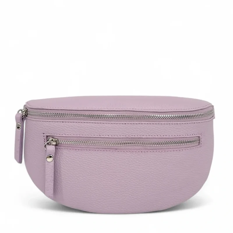 Sac banane en cuir grainé LOU-ANN Rose orchidée