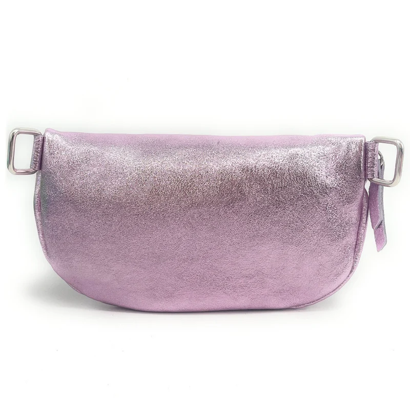 Sac banane en cuir irisé LOU-ANN Rose pâle irisé