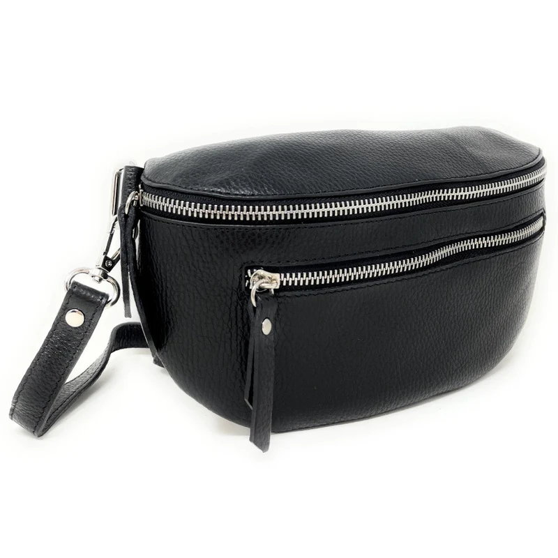 Sac banane en cuir grainé LOU-ANN Noir