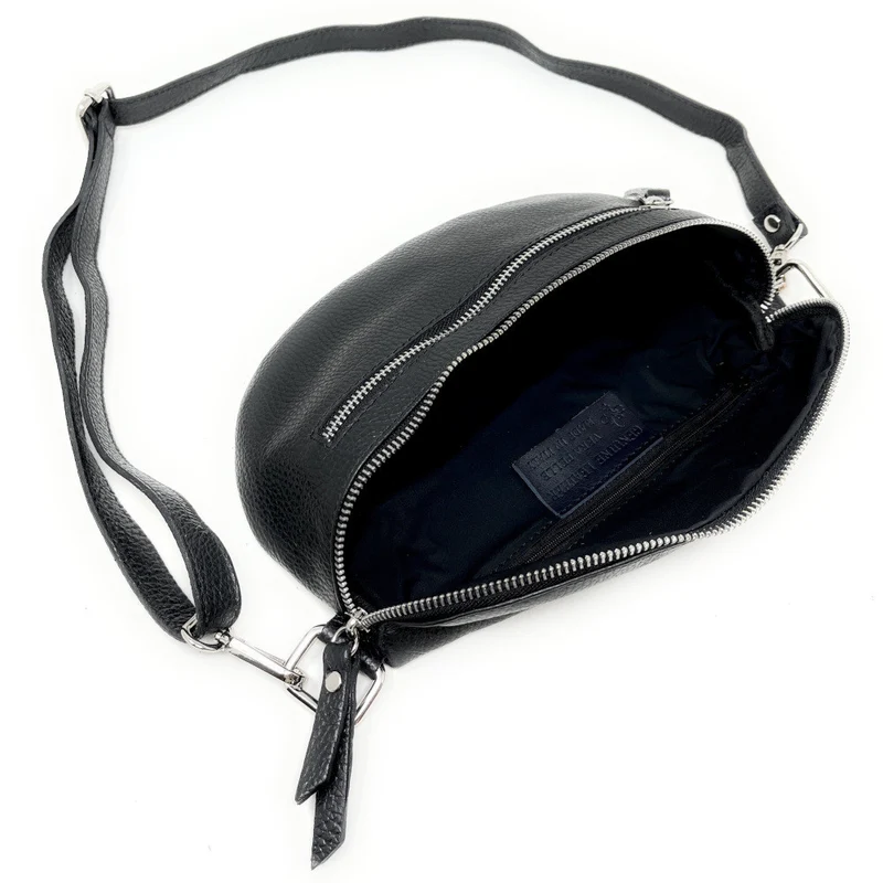 Sac banane en cuir grainé LOU-ANN Noir