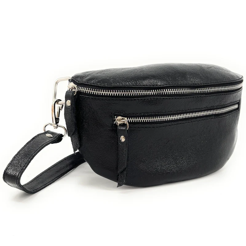 Sac banane en cuir irisé LOU-ANN Noir irisé