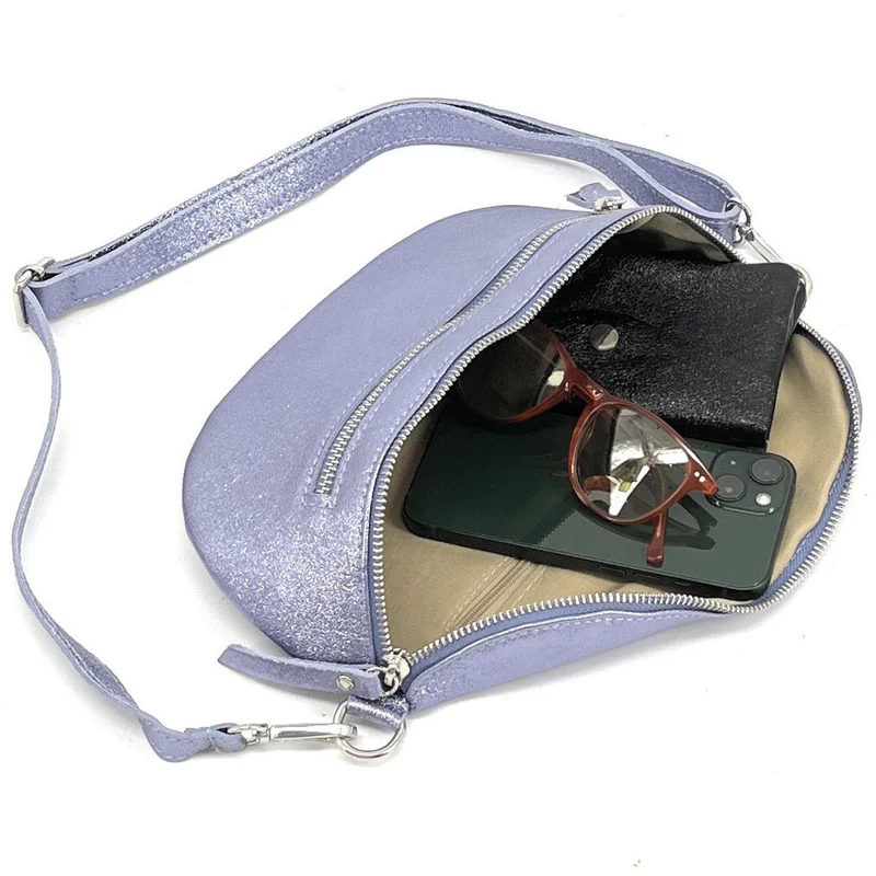 Sac banane en cuir irisé LOU-ANN Lilas irisé