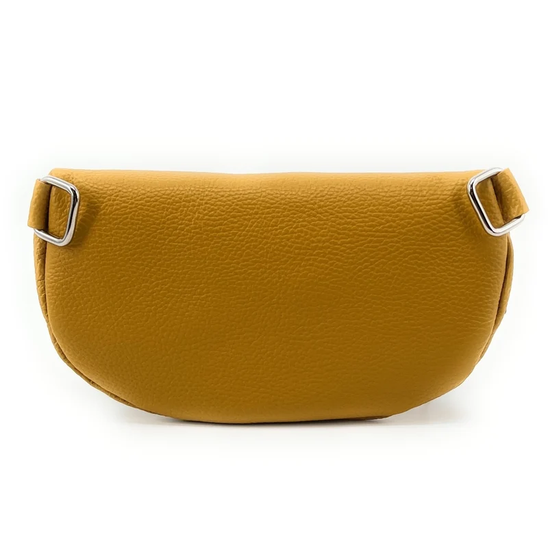 Sac banane en cuir grainé LOU-ANN Jaune Moutarde