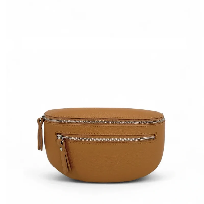 Sac banane en cuir grainé LOU-ANN Camel