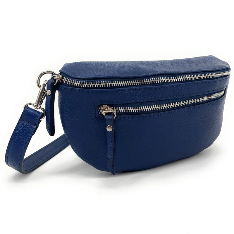 Sac banane en cuir grainé LOU-ANN Bleu