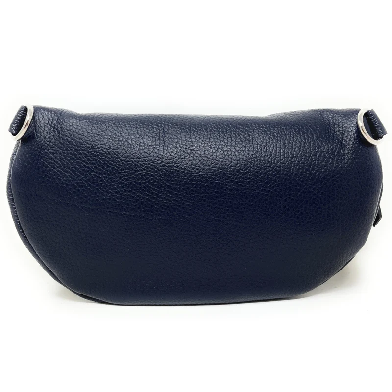 Sac banane en cuir grainé LOU-ANN Bleu marine