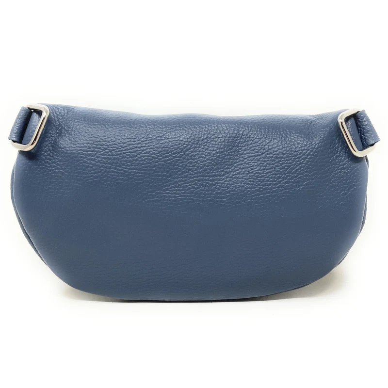 Sac banane en cuir grainé LOU-ANN Bleu glacier