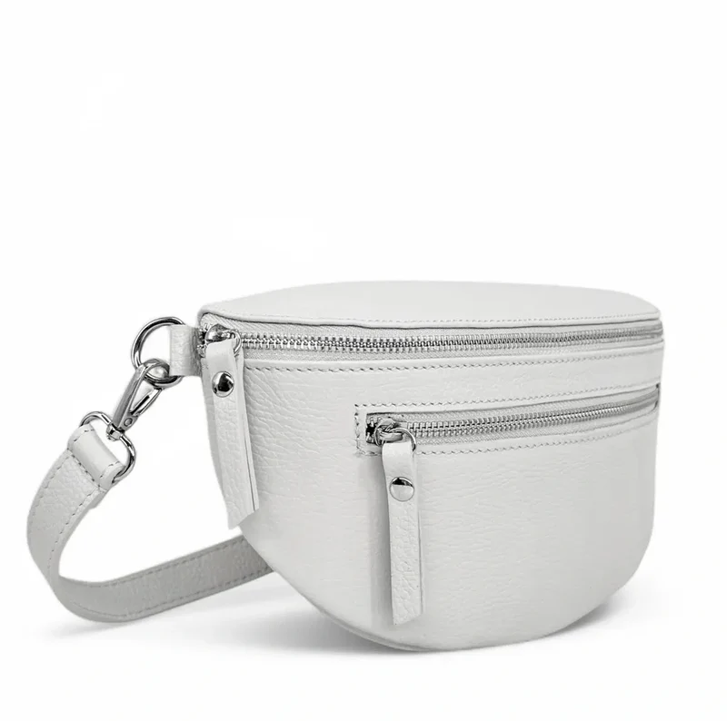 Sac banane en cuir grainé LOU-ANN Blanc