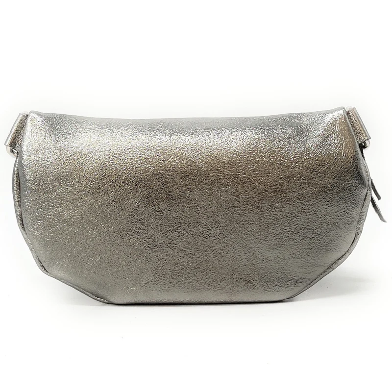 Sac banane en cuir irisé LOU-ANN Argent moyen