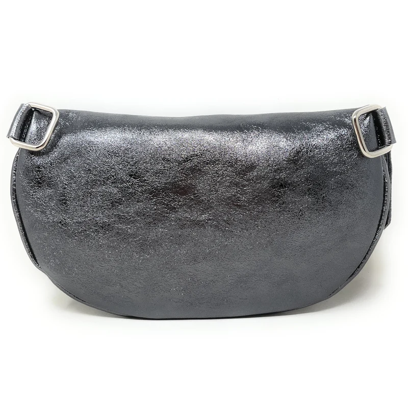 Sac banane en cuir irisé LOU-ANN Argent foncé