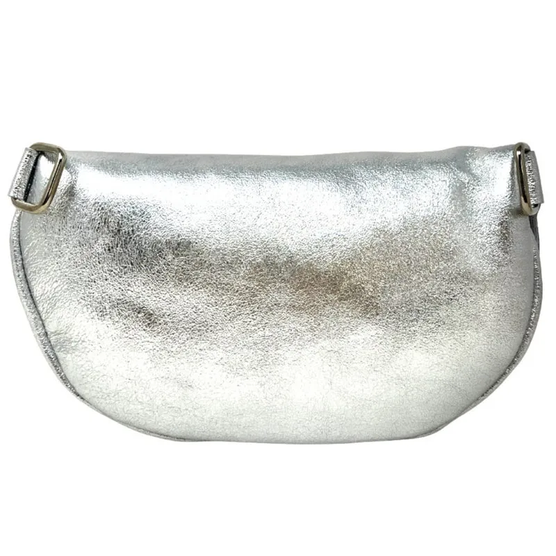 Sac banane en cuir irisé LOU-ANN Argent clair