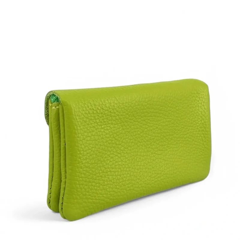 Pochette porte-monnaie en cuir grainé COMPO Vert anis