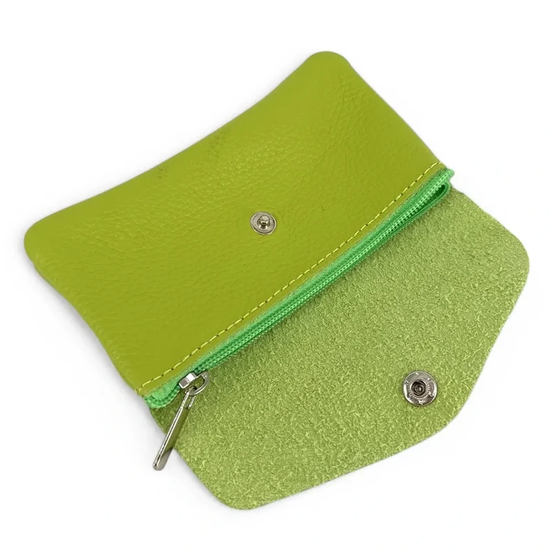 Pochette porte-monnaie en cuir grainé COMPO Vert anis