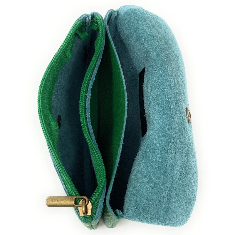 Pochette porte-monnaie en cuir grainé COMPO Vert anglais