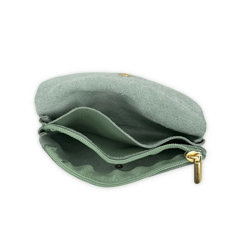 Pochette porte-monnaie en cuir grainé COMPO Vert amande
