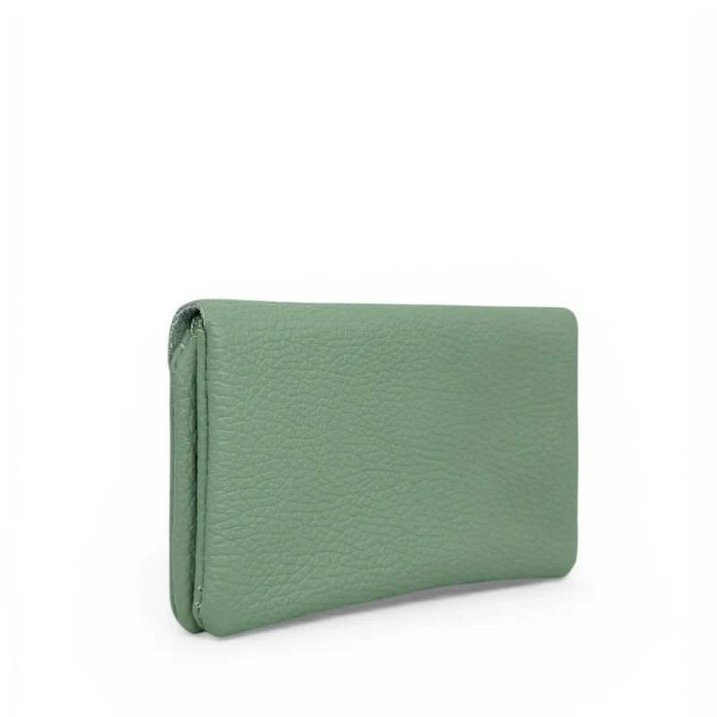 Pochette porte-monnaie en cuir grainé COMPO Vert amande
