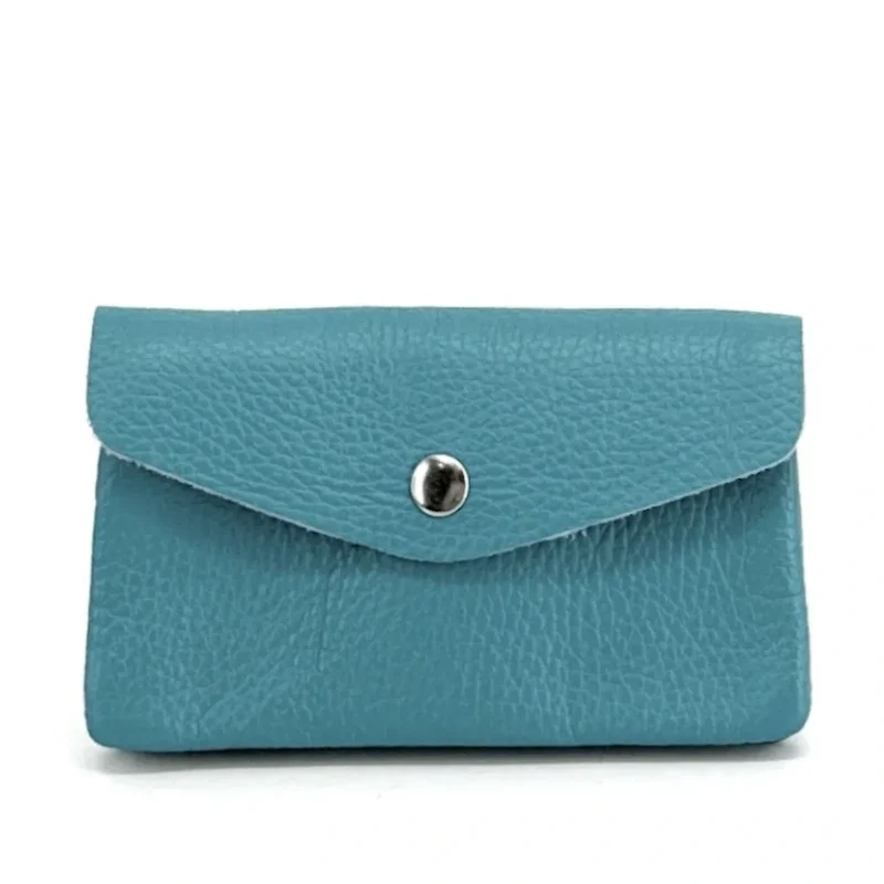 Pochette porte-monnaie en cuir grainé COMPO Bleu turquoise
