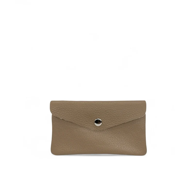 Pochette porte-monnaie en cuir grainé COMPO Taupe foncé