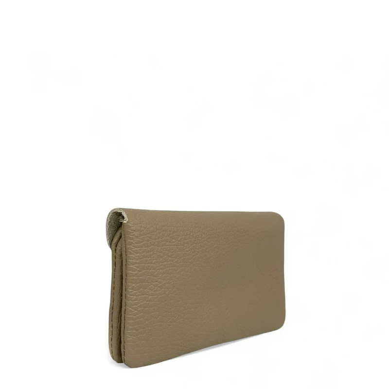 Pochette porte-monnaie en cuir grainé COMPO Taupe foncé