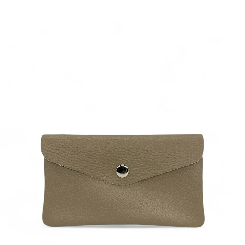 Pochette porte-monnaie en cuir grainé COMPO Taupe foncé
