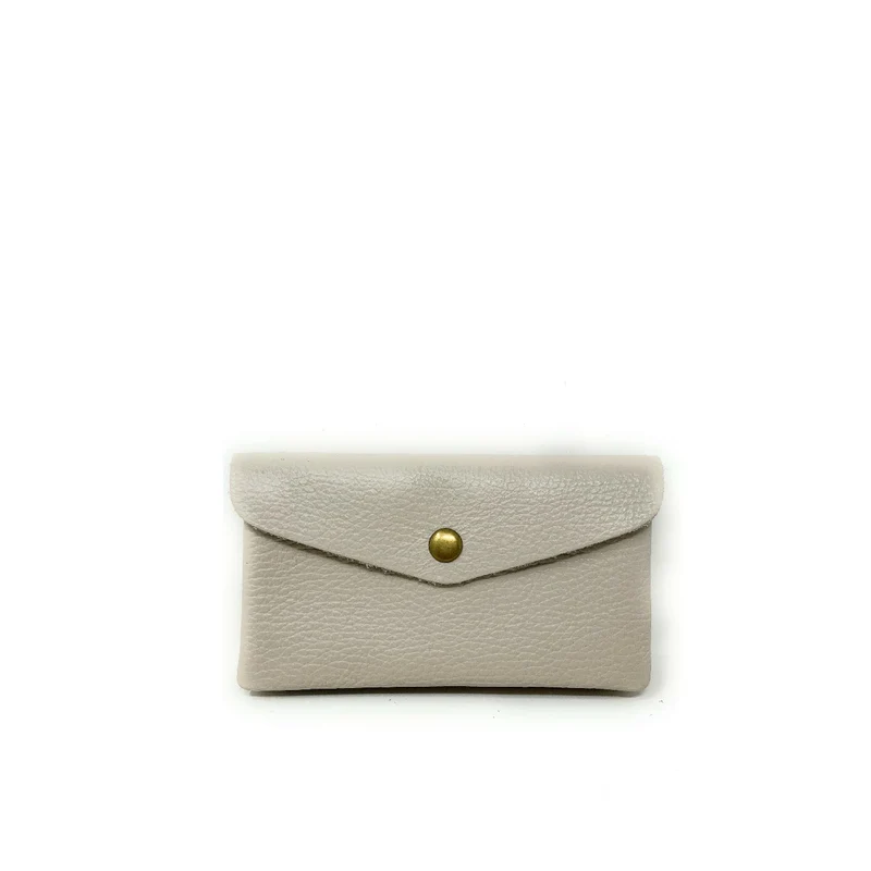 Pochette porte-monnaie en cuir grainé COMPO Taupe clair