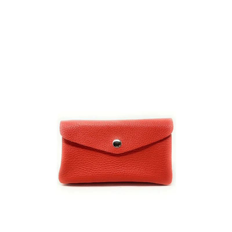 Pochette porte-monnaie en cuir grainé COMPO Rose corail