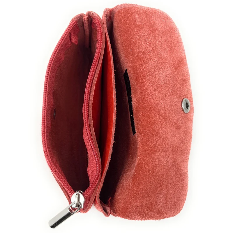 Pochette porte-monnaie en cuir grainé COMPO Rose corail