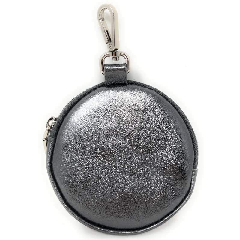 Porte monnaie en cuir grainé italien NEMO Argent foncé